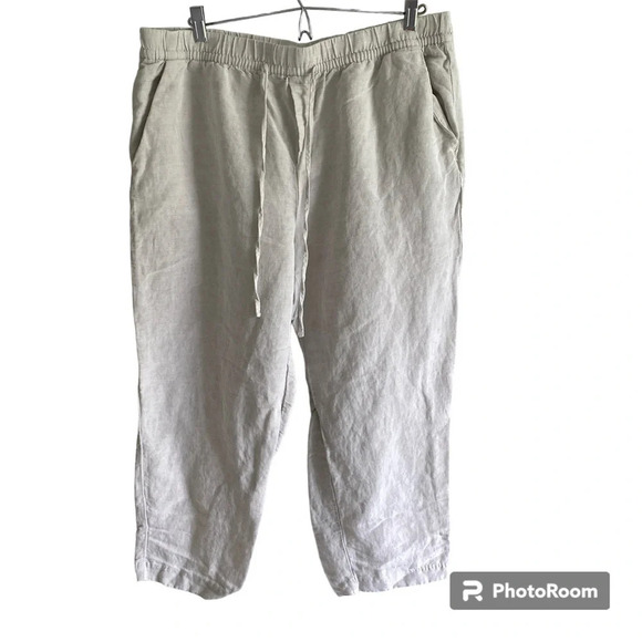 H&M Linen  Blend Lightweight Boho Coastal Cropped Pant Size L - Picture 1 of 15